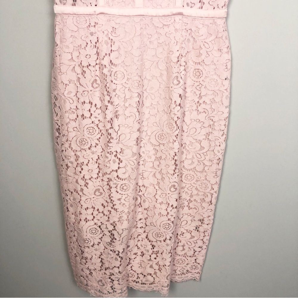 EXPRESS | Baby Pink Lace Bustier Fitted Slip Dress Midi Length Women’s Size 2 - Picture 6 of 11